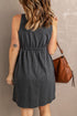 Sleeveless V-Neck Mini Dress with Buttons & Pockets – Chic Casual - Fashorio