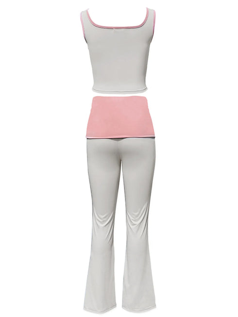 Contrast Trim Tank and Pants Active Set - Fashorio