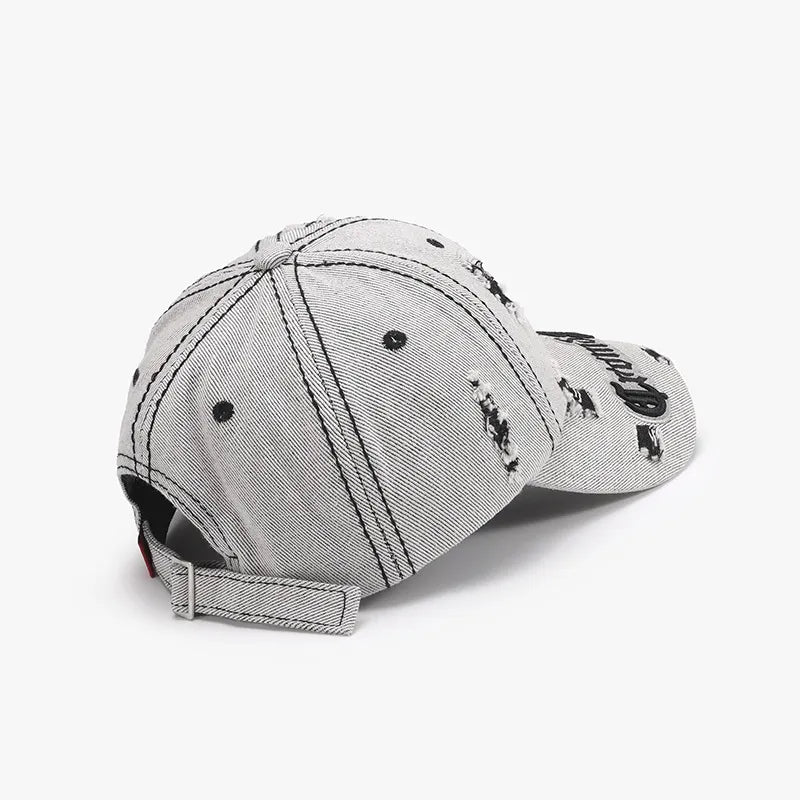 Distressed Letter Embroidered Baseball Cap - Fashorio