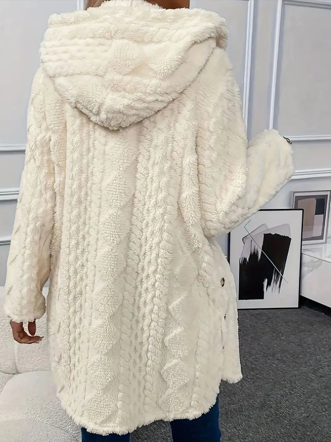 Faux Fur Teddy Coat with Button Front - Fashorio