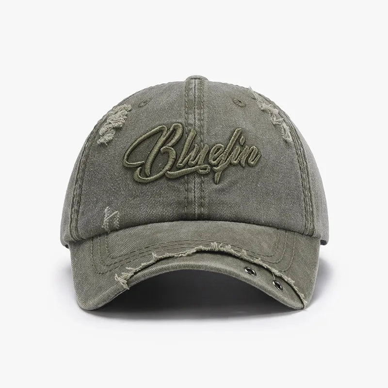 Embroidered Letter Cotton Baseball Cap Sage One Size - Fashorio