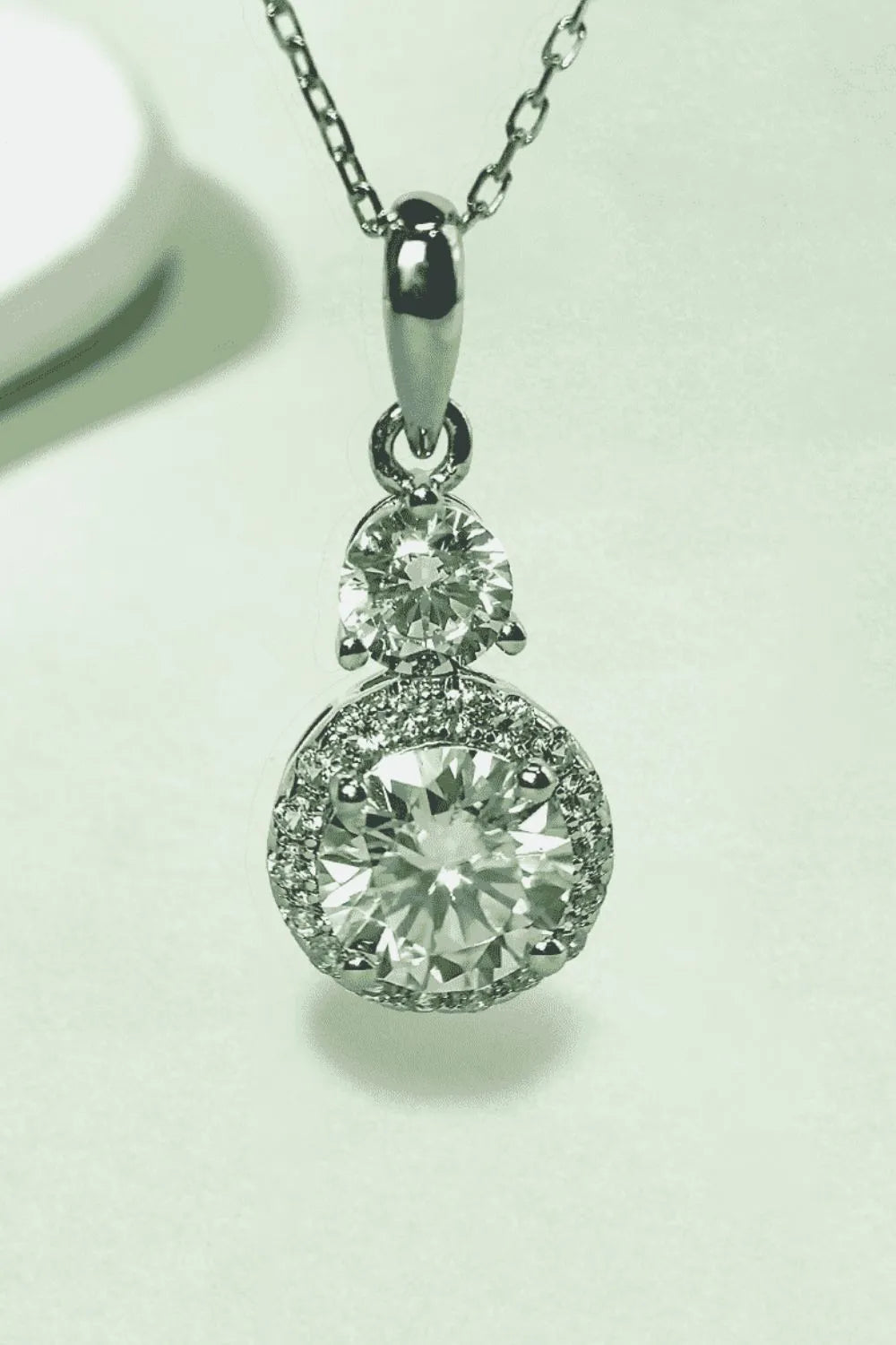 1 Carat Moissanite 925 Sterling Silver Pendant Necklace Silver One Size - Fashorio