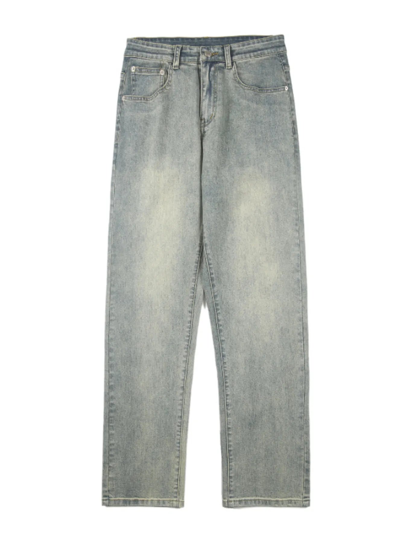 Men's Full Size Vintage Washed Straight Leg Relaxed Fit Jeans Plus Size Green Blue - Fashorio