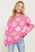 ADORA Full Size Floral Popped 2-Tone Sweater Top Plus Size - Fashorio
