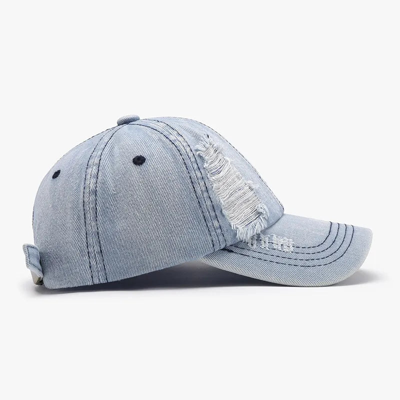 Distressed Cotton Baseball Cap - Fashorio