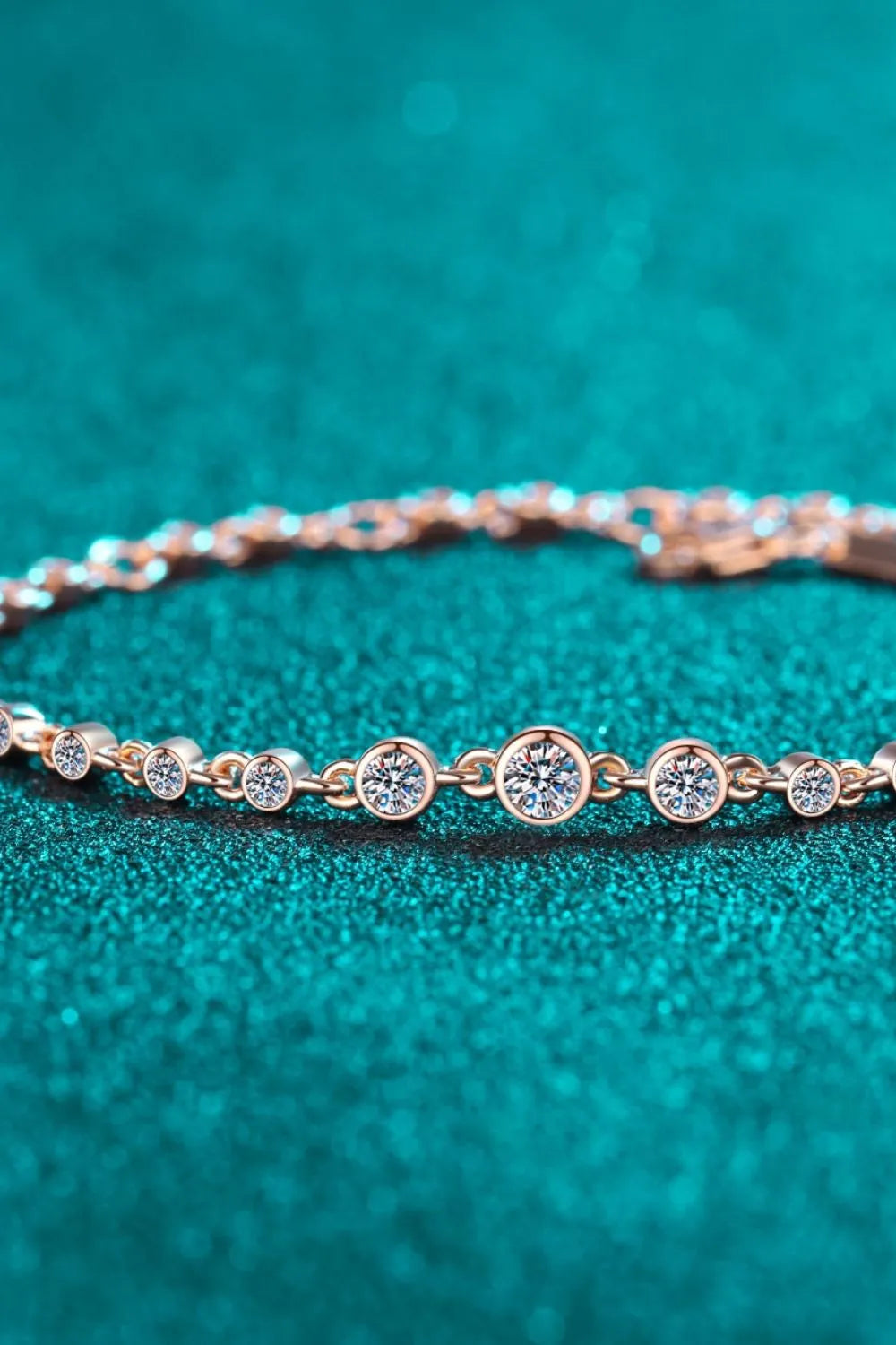 925 Sterling Silver Inlaid Moissanite Bracelet Copper One Size - Fashorio