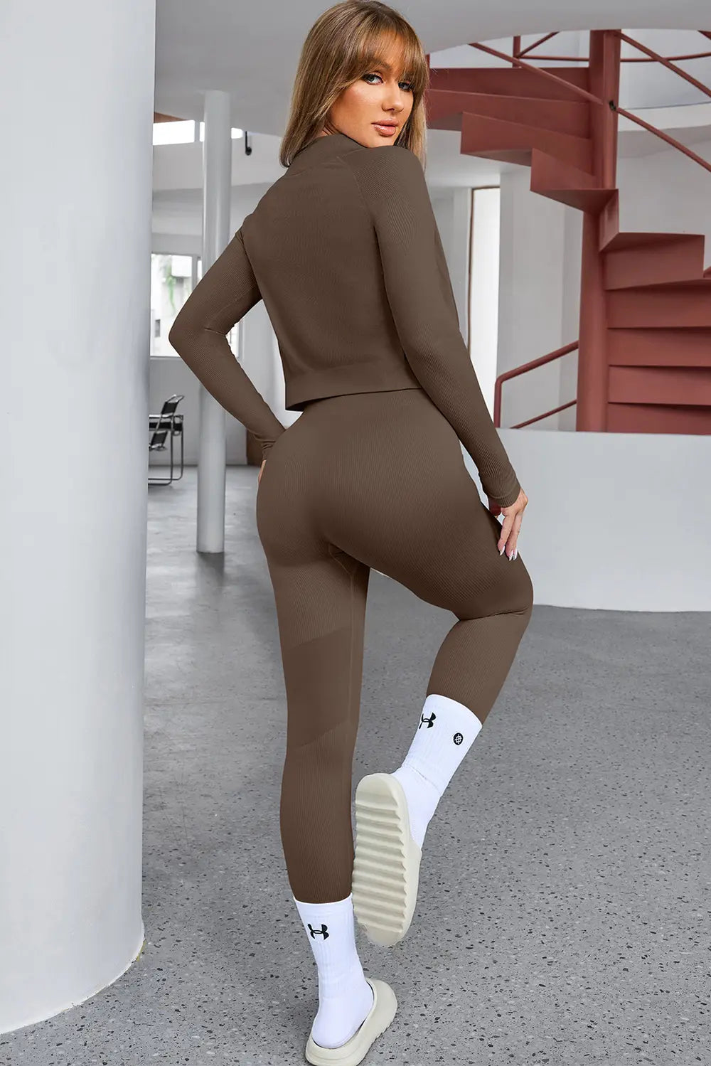 Tank Cropped Active Top and Pants Set - Fashorio