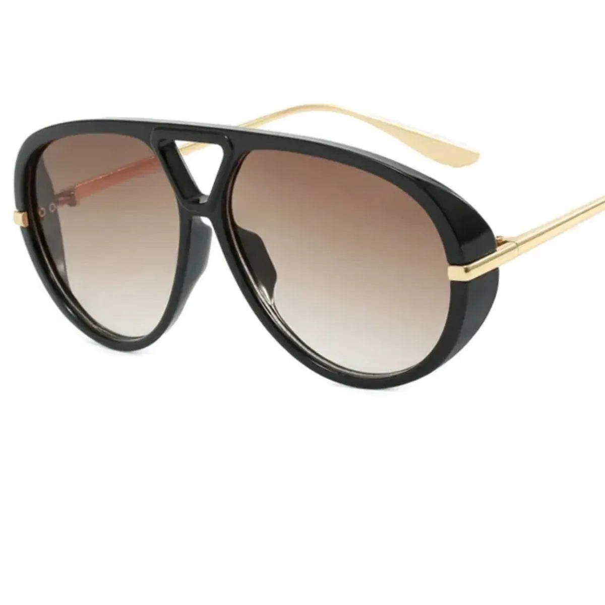 UV Protection Tinted Lenses Sunglasses Bright Black Double Tea One Size - Fashorio