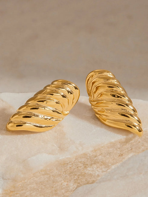18K Gold-Plated Angel Wing Stud Earrings - Fashorio