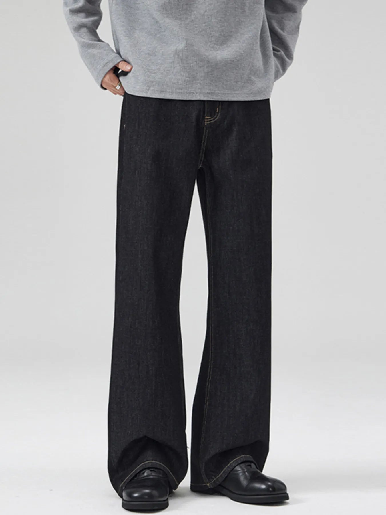Men's Full Size Classic Washed Wide Leg Jeans Plus Size Black - Fashorio