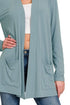Zenana Slouchy Lightweight Open Front Pocket Cardigan - Fashorio