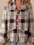 Plaid Fleece Jacket with Stand Collar – Buttoned & Pocketed Plaid - Fashorio