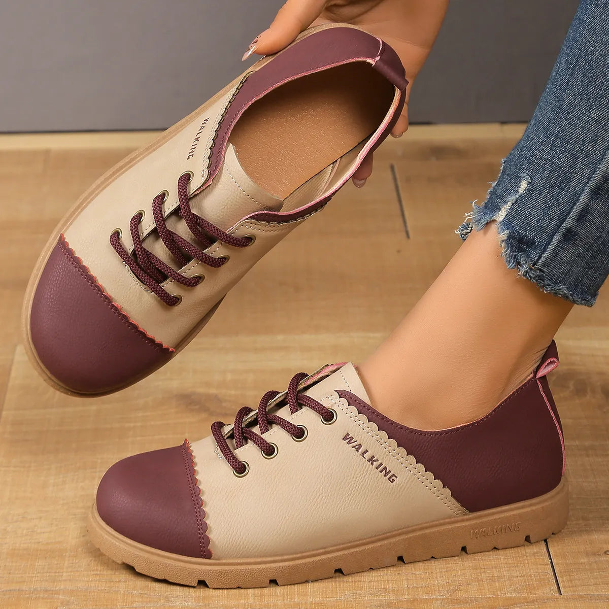 Color Block Lace Up Sneakers - Fashorio