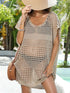 Crochet Knit Beach Cover Up Dress Khaki One Size - Fashorio