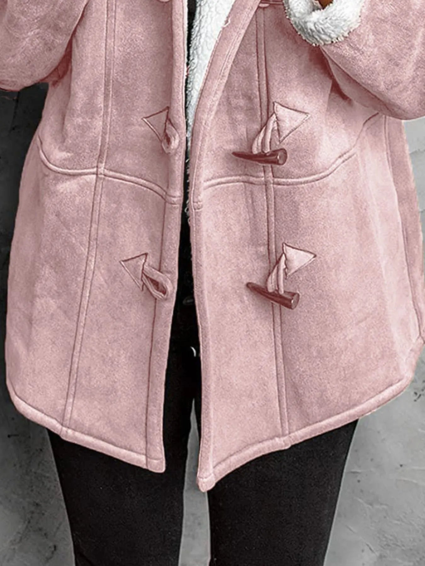 Full Size Cozy Sherpa Lined Toggle Coat with Hood Plus Size - Fashorio