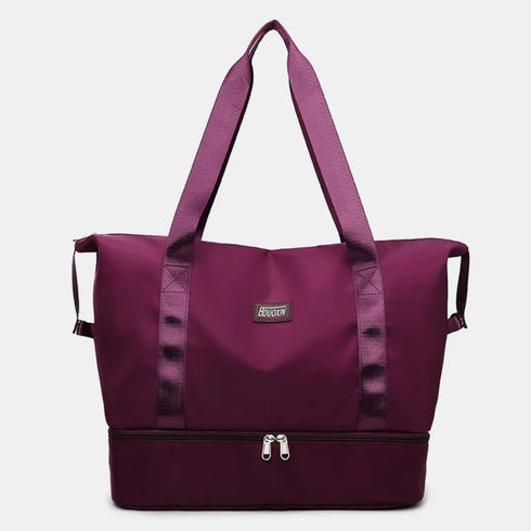 Multi Pocket Nylon Travel Bag Plum Purple One Size - Fashorio