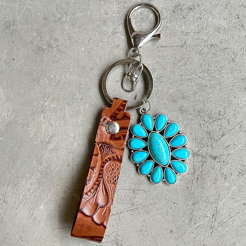 Turquoise Genuine Leather Key Chain - Fashorio