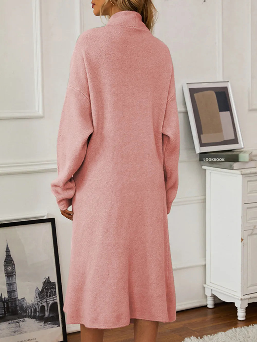 V-Neck Cami Dress and Open Front Cardigan Sweater Set - Fashorio