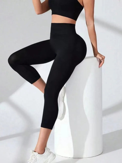 High Waist Cropped Active Leggings - Fashorio