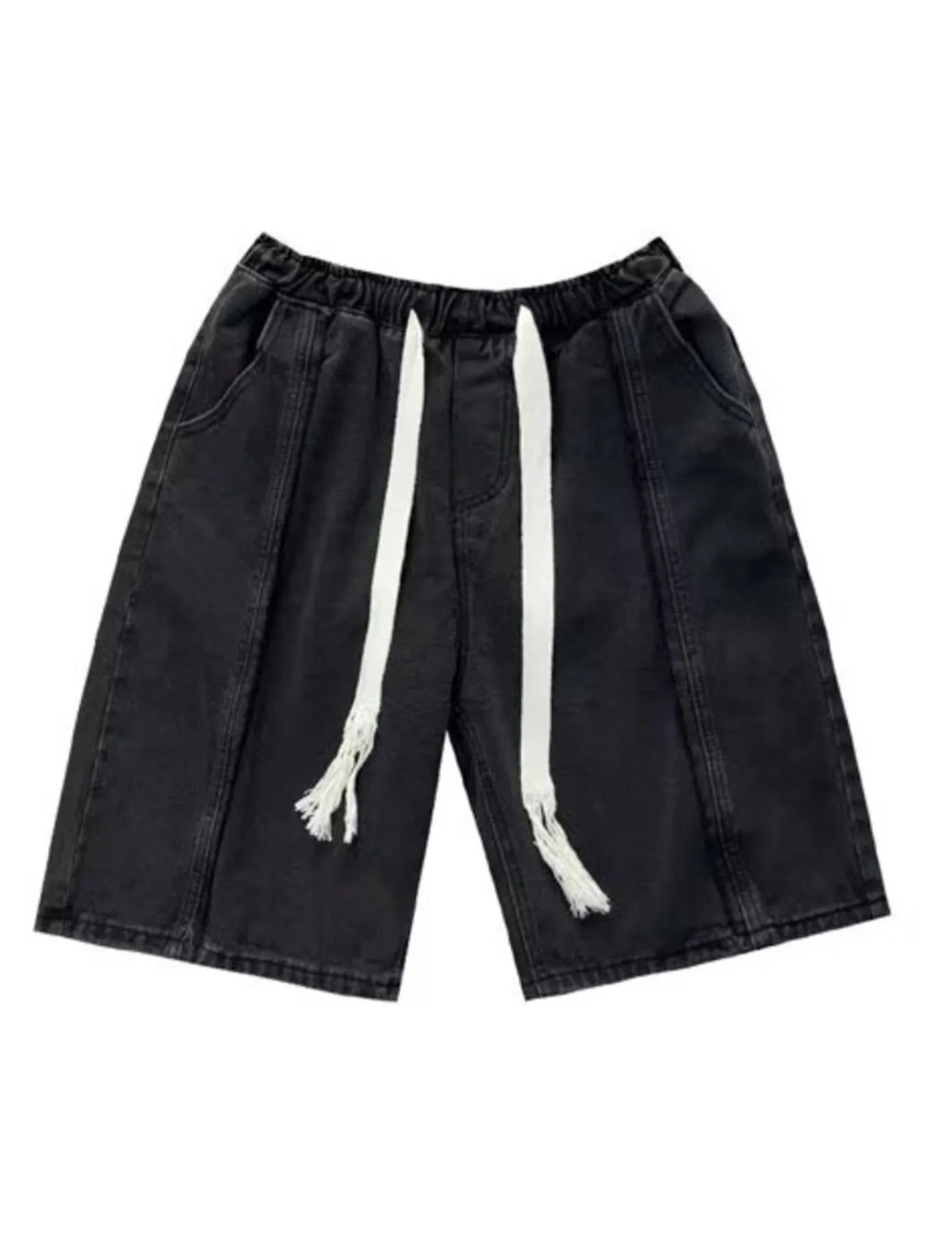 Men's Full Size Drawstring Denim Shorts with Pockets Plus Size - Fashorio