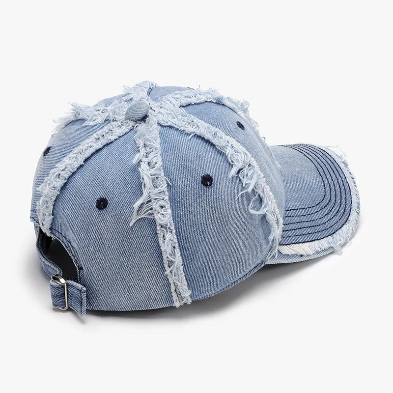 Raw Hem Cotton Baseball Cap - Fashorio