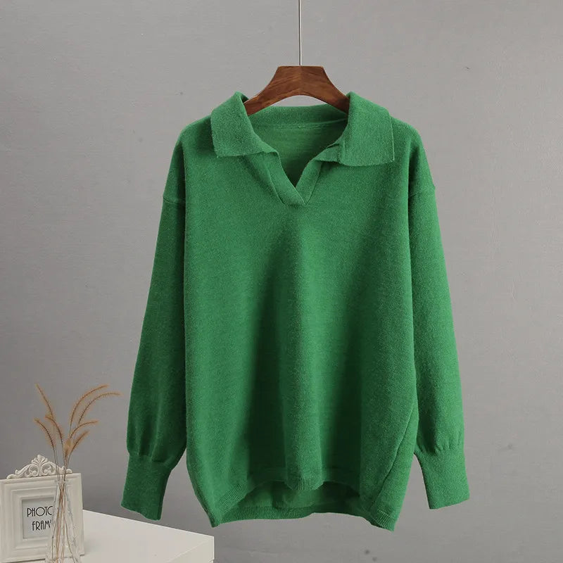Johnny Collar Long Sleeve Top and Pants Sweater Set - Fashorio