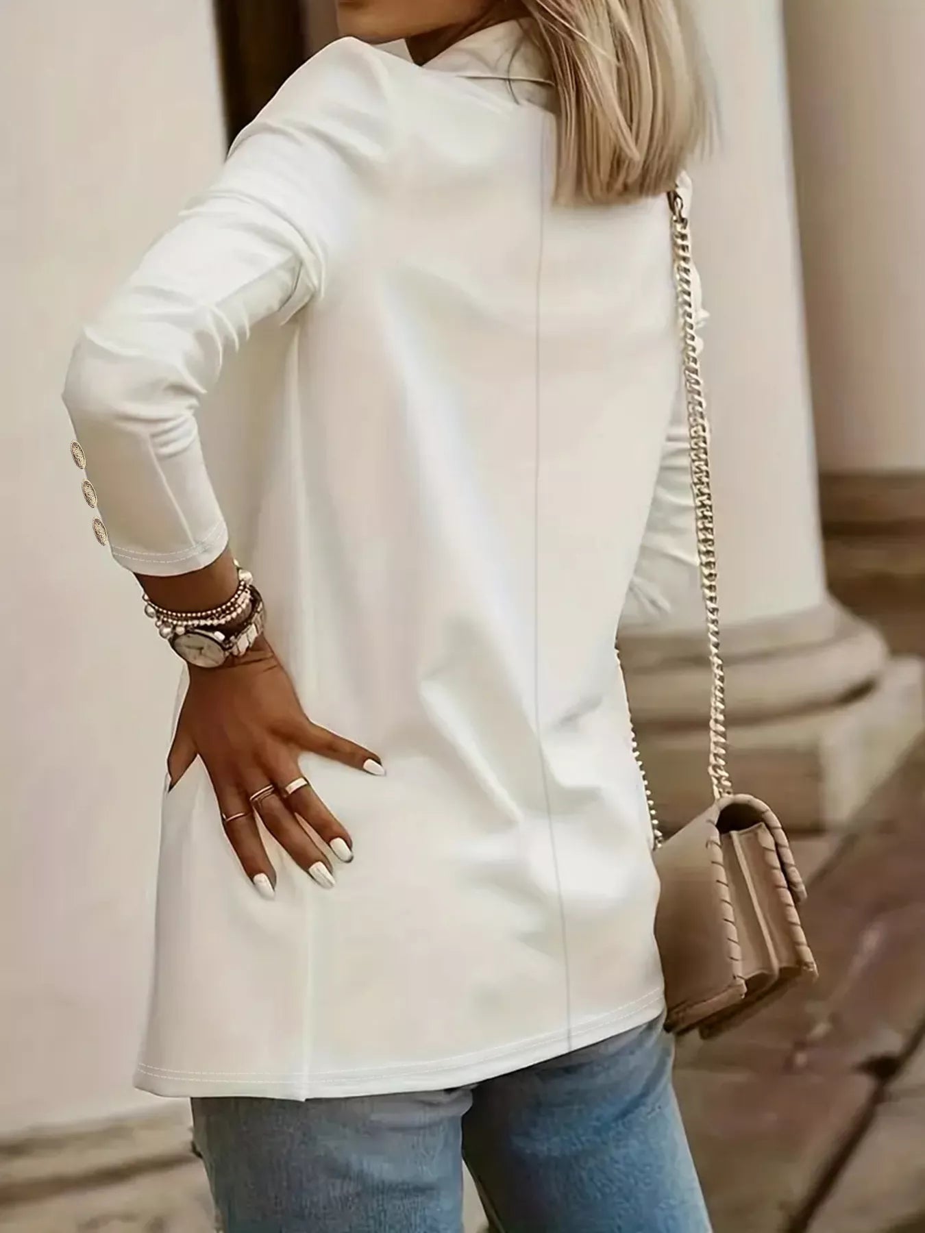 Open Front Lapel Collar Blazer - Fashorio