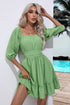 Square Neck Dress with Tie Back & Ruffle Hem – Flirty Fit Light Green - Fashorio