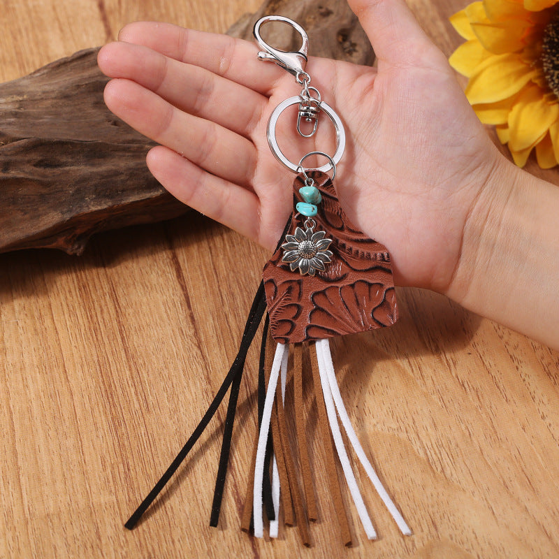 Turquoise Fringe Detail Key Chain Style B One Size - Fashorio