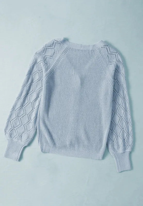 Openwork V-Neck Button Up Cardigan - Fashorio