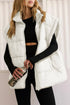 Zip Up Puffer Vest Coat with Pockets White - Fashorio