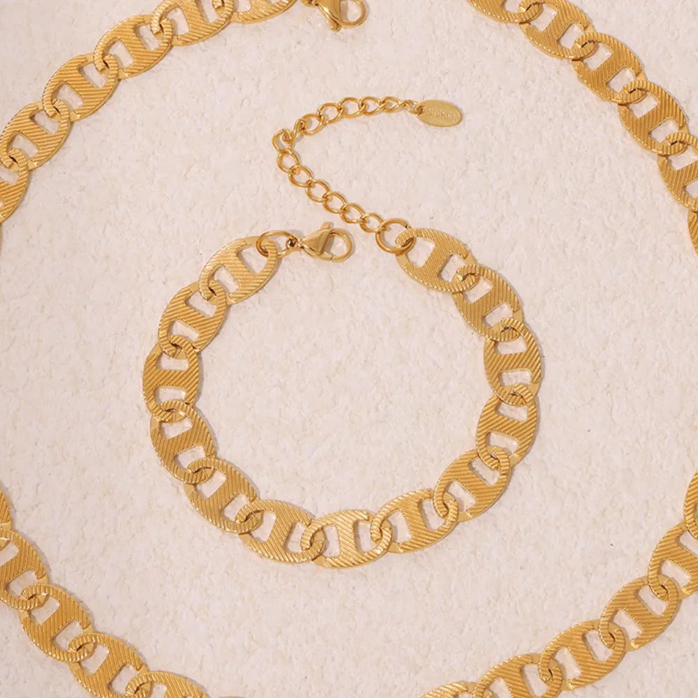 18K Gold-Plated Stainless Steel Chain Bracelet - Fashorio