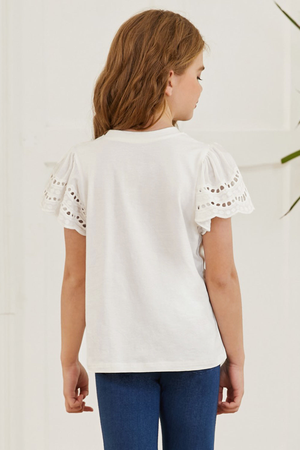 Round Neck Flutter Sleeve T-Shirt - Fashorio