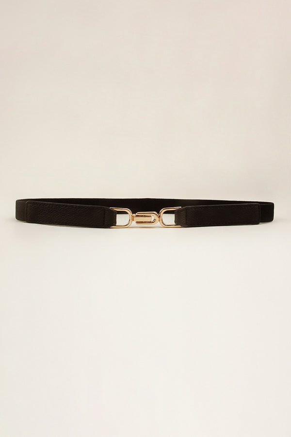 Alloy Buckle Elastic Belt Black One Size - Fashorio