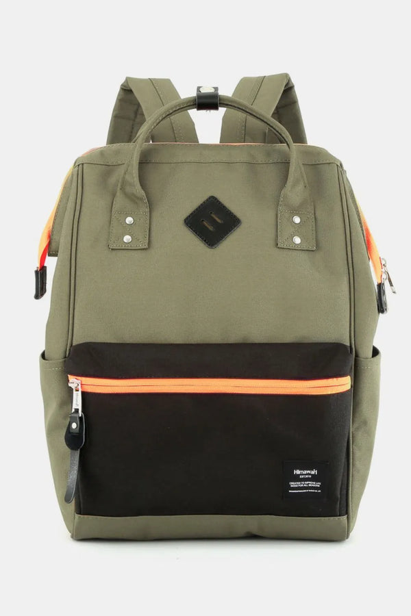 Himawari Contrast Waterproof Backpack Bag with Reinforced Edges Green One Size - Fashorio