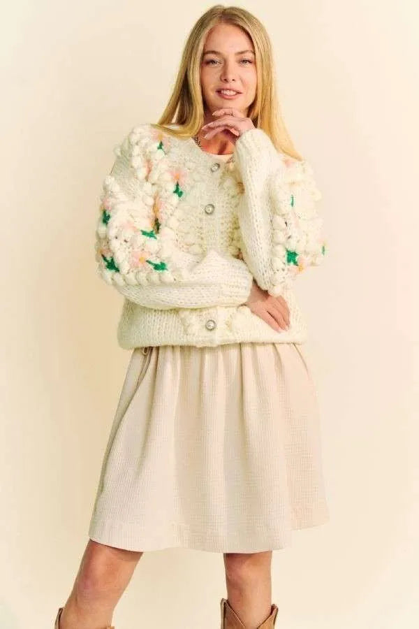 Davi & Dani Floral Pattern Button Down Cardigan - Fashorio