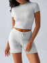 Round Neck Short Sleeve Top and Shorts Set - Fashorio