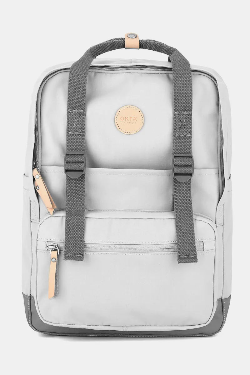 Himawari Waterproof Canvas Backpack Bag with Side Pockets Light Gray One Size - Fashorio