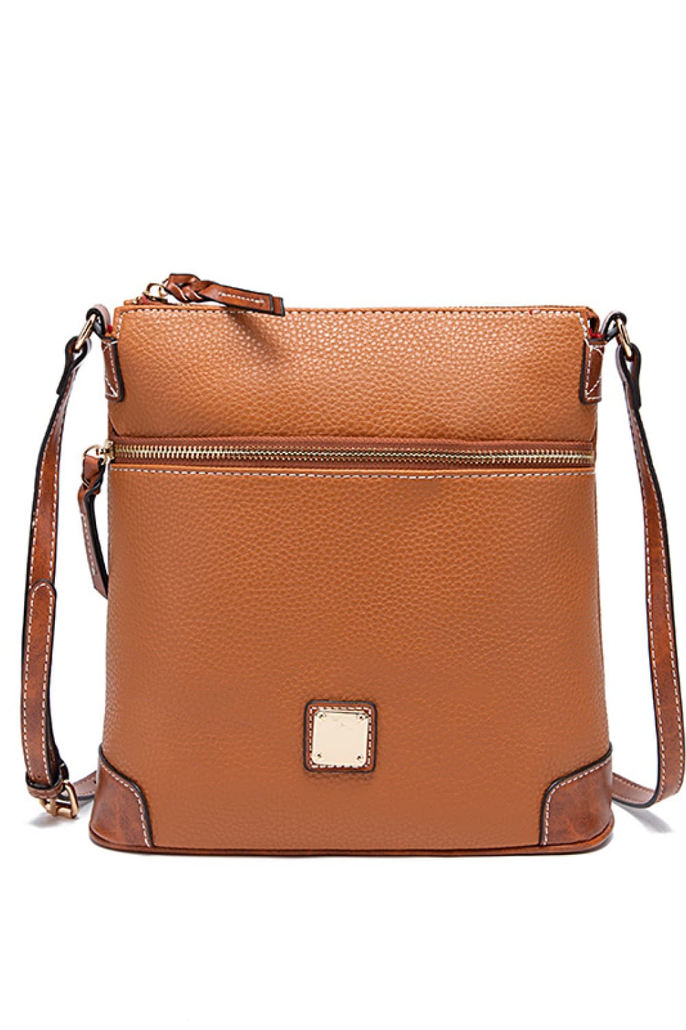 PU Leather Crossbody Bag Ochre One Size - Fashorio