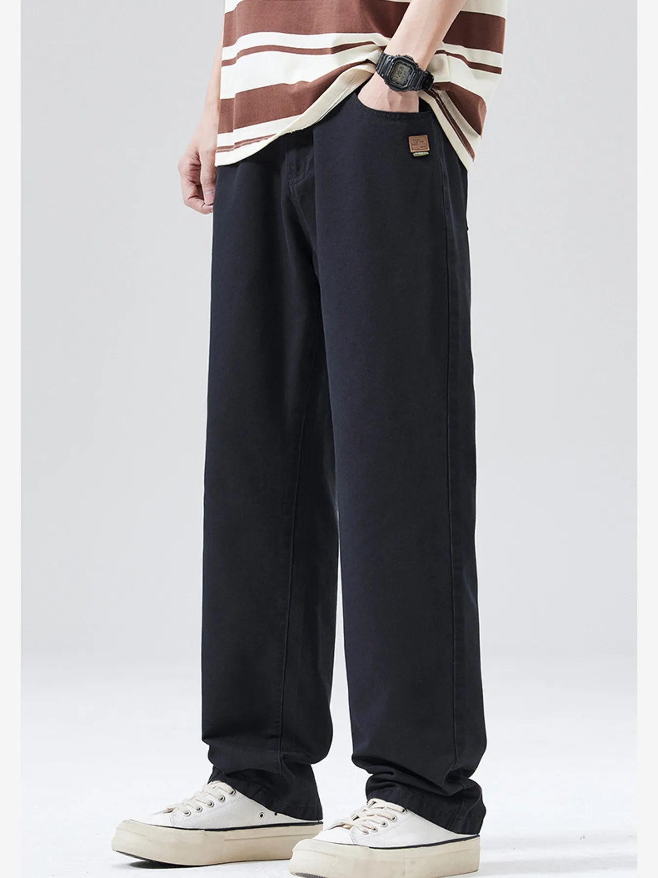 Men's Full Size Wide Leg Pants Plus Size Black - Fashorio