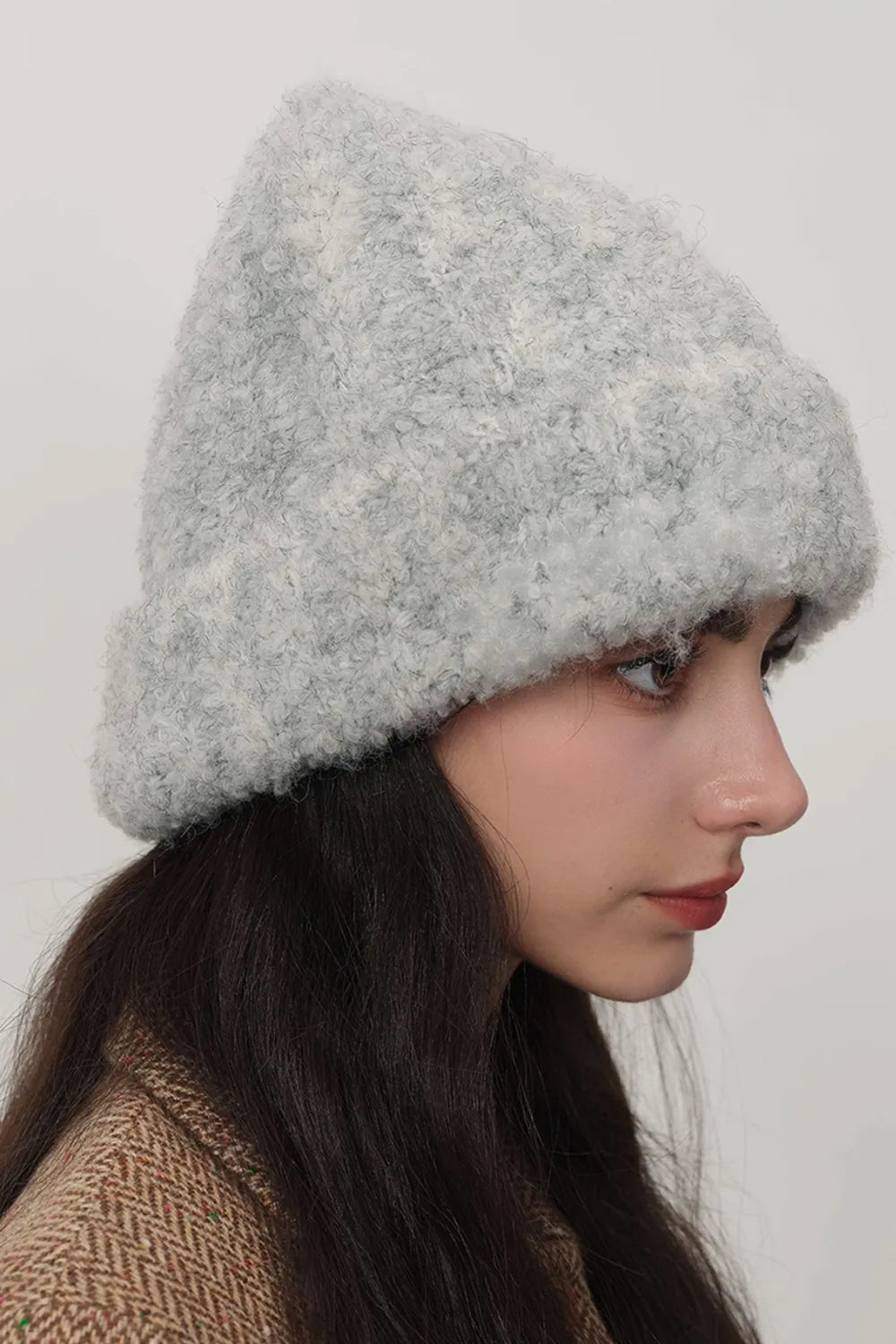Solid Color Thermal Knit Hat Gray One Size - Fashorio