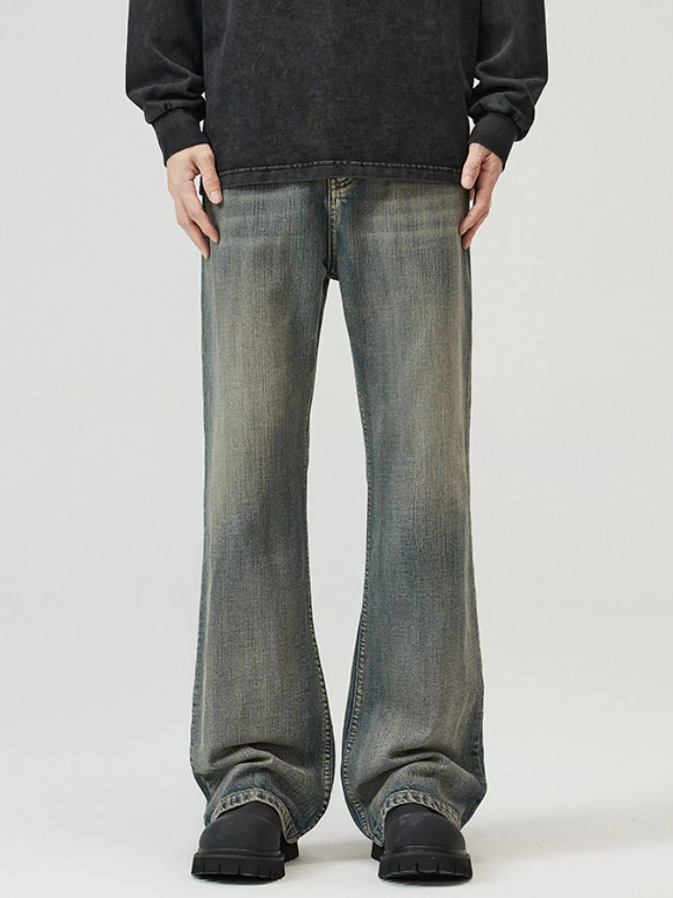 Men's Full Size Washed Straight Leg Jeans Plus Size Vintage Blue - Fashorio