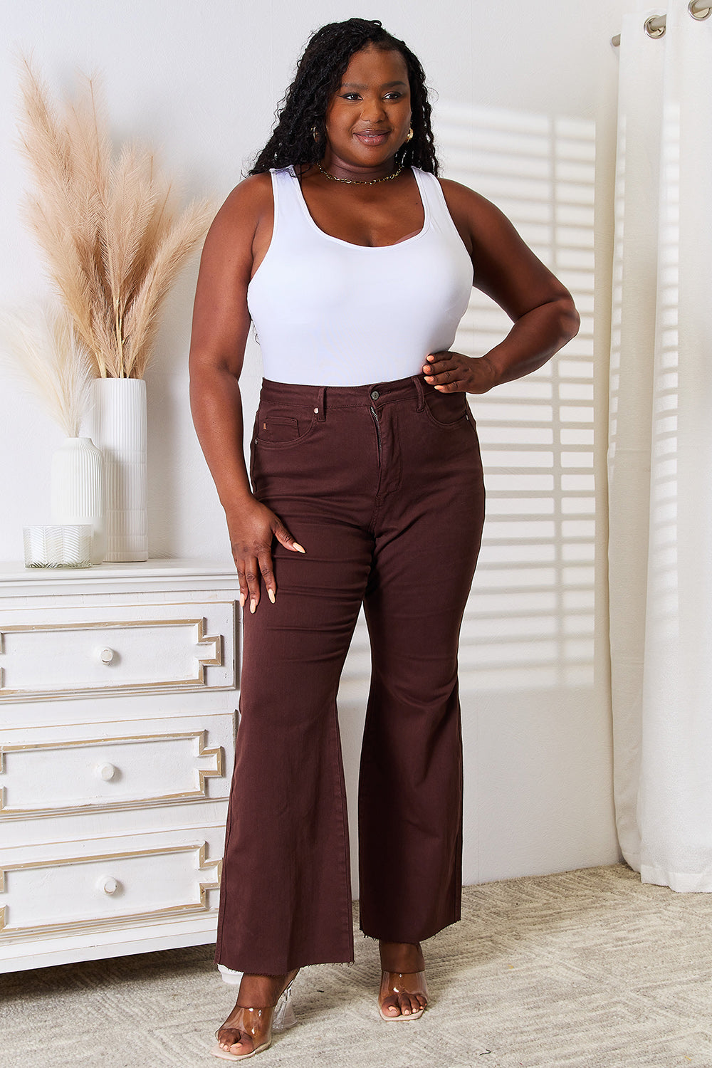 Judy Blue Full Size Tummy Control Garment Dyed Flare - Fashorio