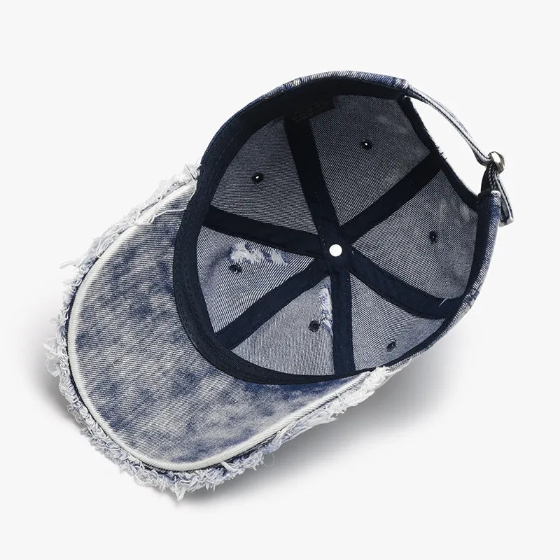 Distressed Cotton Adjustable Baseball Cap - Fashorio