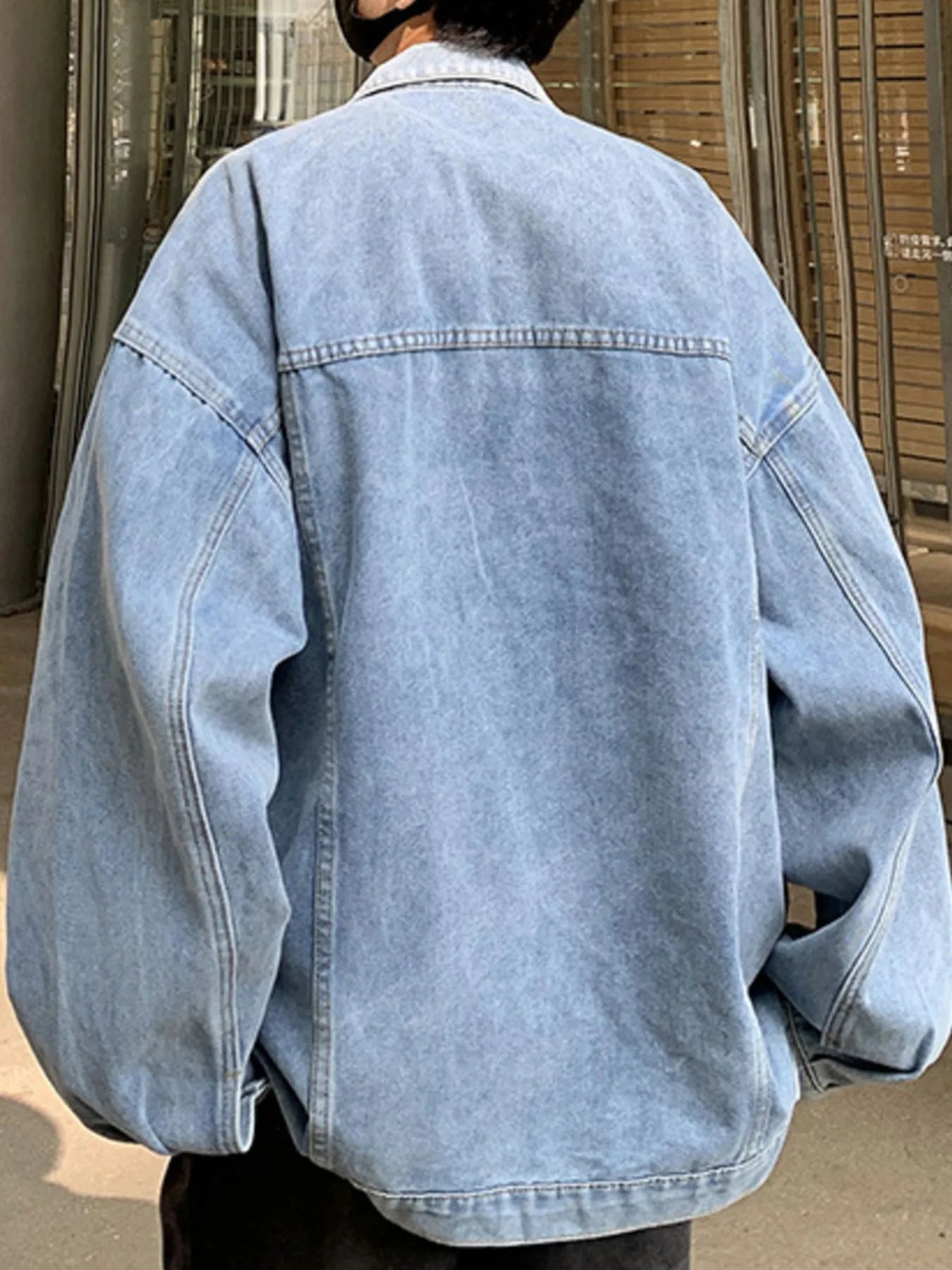 Men's Full Size Button Up Long Sleeve Denim Jacket Plus Size - Fashorio