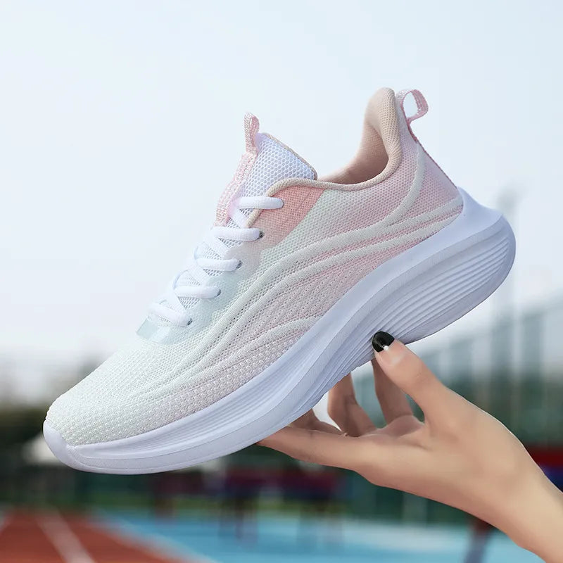 Mesh Breathable Lace Up Athletic Blush Pink - Fashorio