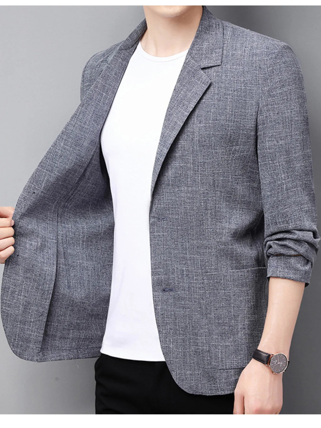 Men's Full Size Button Up Long Sleeve Blazer Plus Size - Fashorio
