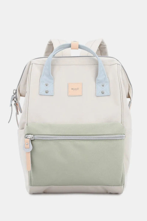Himawari Water Resistant Canvas Backpack Bag with Side Pockets Cream Green One Size - Fashorio