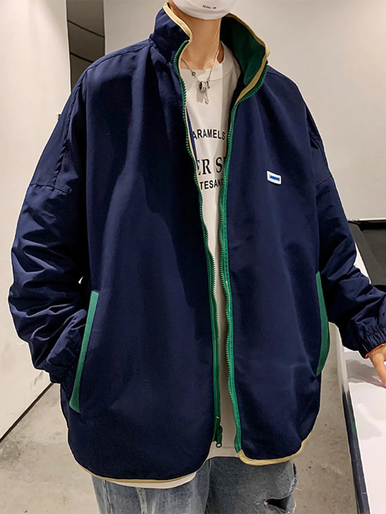 Men's Color Block Zip Up Jacket - Fashorio