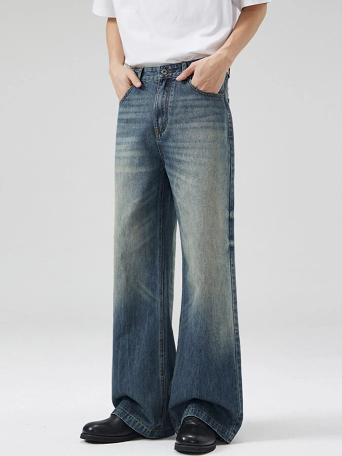 Men's Full Size Wide Leg High Waisted Jeans Plus Size - Fashorio